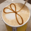 A hot caramel latte